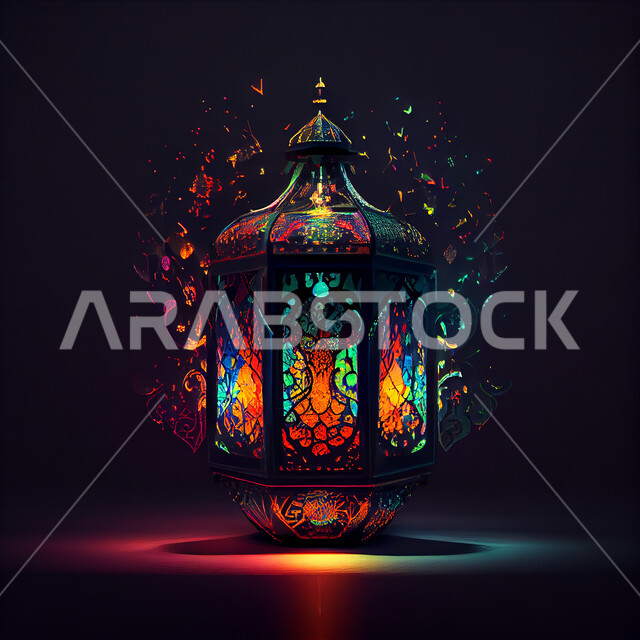 فانوس عربي تقليدي معدني، إضاءة وزينة شهر رمضان، تحف رمضانيه, الإحتفال بقدوم شهر رمضان، ديكورات وأنوار، اجواء رمضانية , إضاءه ملونه
