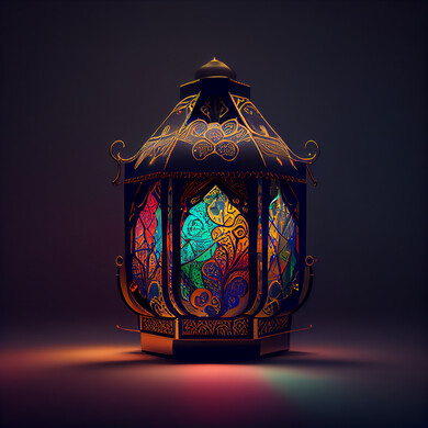 A traditional metal Arab lantern, lighting and decorations for the month of Ramadan, Ramadan artifacts, celebrating the advent of the month of Ramadan, decorations and lights, Ramadan atmosphere, colorful lighting