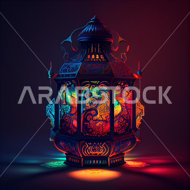 فانوس عربي تقليدي معدني، إضاءة وزينة شهر رمضان، تحف رمضانيه, الإحتفال بقدوم شهر رمضان، ديكورات وأنوار، اجواء رمضانية , إضاءه ملونه
