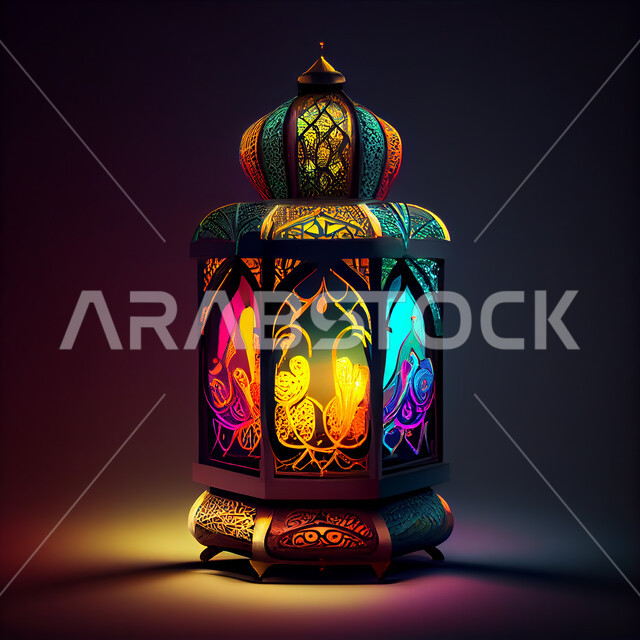 فانوس عربي تقليدي معدني، إضاءة وزينة شهر رمضان، تحف رمضانيه, الإحتفال بقدوم شهر رمضان، ديكورات وأنوار، اجواء رمضانية , إضاءه ملونه