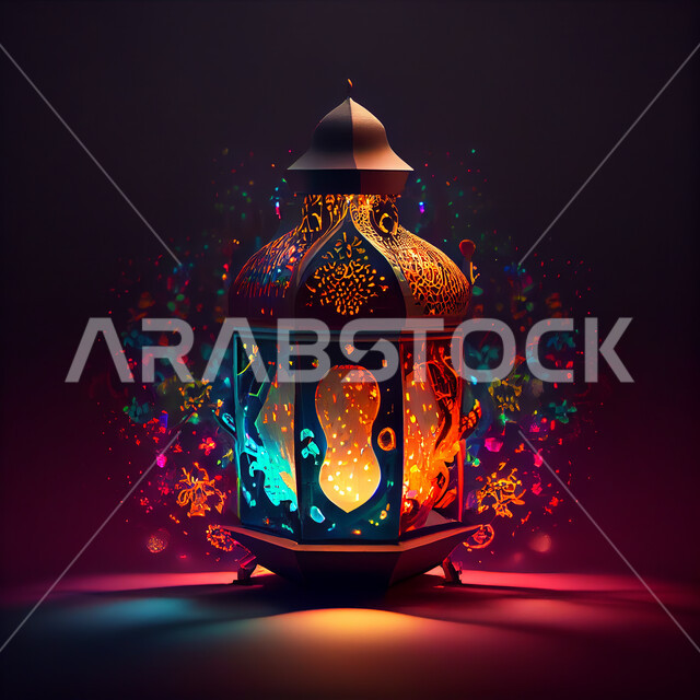 فانوس عربي تقليدي معدني، إضاءة وزينة شهر رمضان، تحف رمضانيه, الإحتفال بقدوم شهر رمضان، ديكورات وأنوار، اجواء رمضانية , إضاءه ملونه