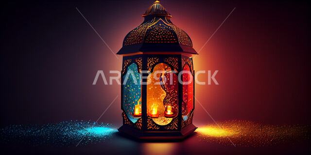 فانوس عربي تقليدي معدني، إضاءة وزينة شهر رمضان، تحف رمضانيه, الإحتفال بقدوم شهر رمضان، ديكورات وأنوار، اجواء رمضانية , إضاءه ملونه