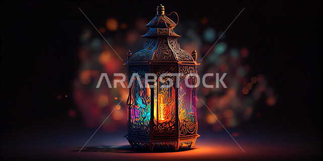 فانوس عربي تقليدي معدني، إضاءة وزينة شهر رمضان، تحف رمضانيه, الإحتفال بقدوم شهر رمضان، ديكورات وأنوار، اجواء رمضانية , إضاءه ملونه