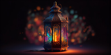 A traditional metal Arab lantern, lighting and decorations for the month of Ramadan, Ramadan artifacts, celebrating the advent of the month of Ramadan, decorations and lights, Ramadan atmosphere, colorful lighting