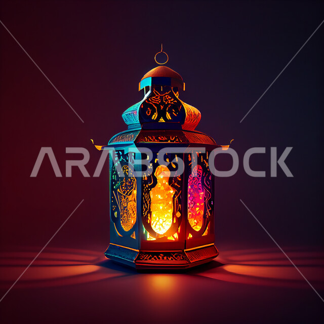 فانوس عربي تقليدي معدني، إضاءة وزينة شهر رمضان، تحف رمضانيه, الإحتفال بقدوم شهر رمضان، ديكورات وأنوار، اجواء رمضانية , إضاءه ملونه