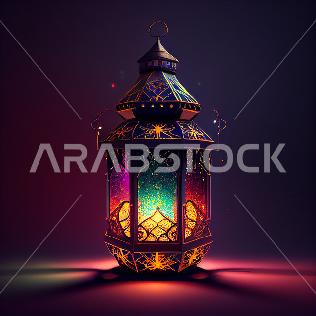 فانوس عربي تقليدي معدني، إضاءة وزينة شهر رمضان، تحف رمضانيه, الإحتفال بقدوم شهر رمضان، ديكورات وأنوار، اجواء رمضانية , إضاءه ملونه