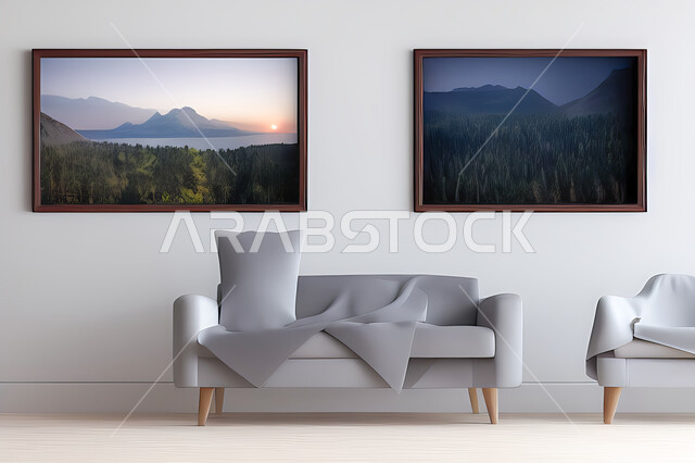 Living room with modern modern designs, living room, interior decorations, hanging paintings, antiques and accessories, upscale home furniture, modern designs, apartments and villas, interior decoration