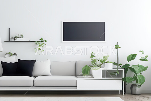 Living room with modern modern designs, living room, interior decorations, hanging paintings, antiques and accessories, upscale home furniture, modern designs, apartments and villas, interior decoration