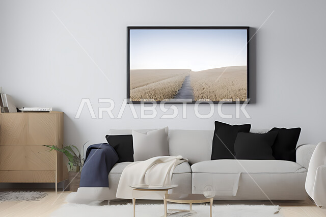 Living room with modern modern designs, living room, interior decorations, hanging paintings, antiques and accessories, upscale home furniture, modern designs, apartments and villas, interior decoration