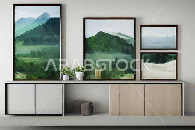 Room with modern modern designs, interior decorations, hanging paintings, antiques and accessories, upscale home furniture, modern designs, apartments and villas, interior decoration