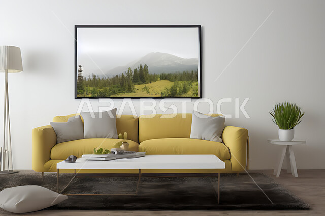 Living room with modern modern designs, living room, interior decorations, hanging paintings, antiques and accessories, upscale home furniture, modern designs, apartments and villas, interior decoration