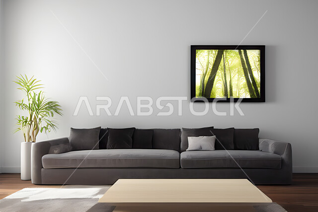 Living room with modern modern designs, living room, interior decorations, hanging paintings, antiques and accessories, upscale home furniture, modern designs, apartments and villas, interior decoration