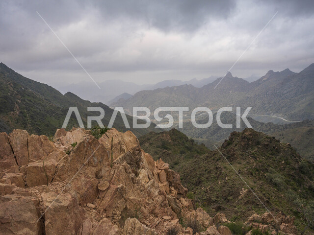 Taif Mountains in the Kingdom of Saudi Arabia, mountain heights, mountainous nature in the city of Taif