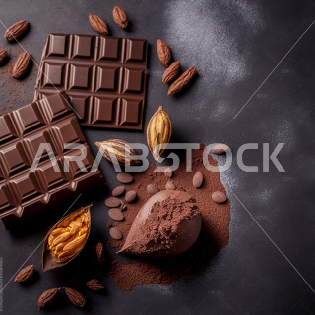 قطع الشوكولاته ، عرض فني للشوكولاته ، فن التصوير بشكل إحترافي ، تسويق لمصنع الشوكولاته ، متجر الشوكولاته ، شوكولاته الكاكاو  ، خلفية شوكولاته
