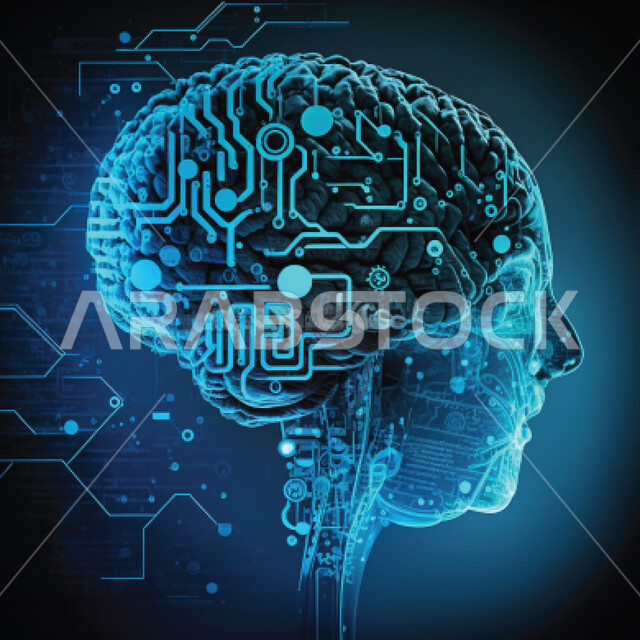 Digital face technology, technology and technology development, artificial intelligence, luminous brain, future technology