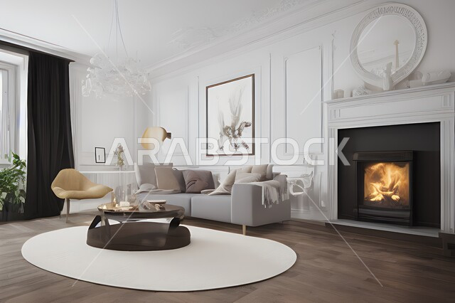 غرفة معيشة بتصاميم عصرية جذابة، ديكورات رائعة، أثاث منزلي راقي، تصاميم عصرية فاخرة، شقق سكنية راقية، شقق سكنية سياحية، ديكور داخلي