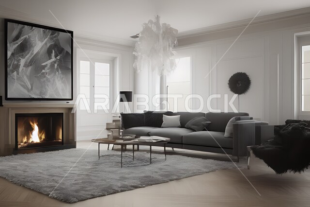 غرفة معيشة بتصاميم عصرية جذابة، ديكورات رائعة، أثاث منزلي راقي، تصاميم عصرية فاخرة، شقق سكنية راقية، شقق سكنية سياحية، ديكور داخلي