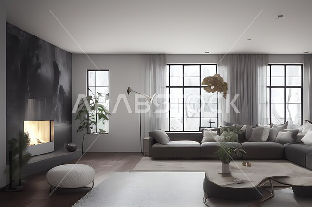 غرفة معيشة بتصاميم عصرية جذابة، ديكورات رائعة، أثاث منزلي راقي، تصاميم عصرية فاخرة، شقق سكنية راقية، شقق سكنية سياحية، ديكور داخلي