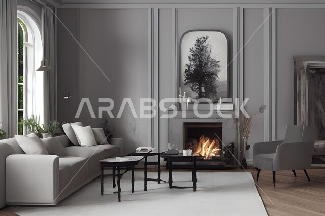 غرفة معيشة بتصاميم عصرية جذابة، ديكورات رائعة، أثاث منزلي راقي، تصاميم عصرية فاخرة، شقق سكنية راقية، شقق سكنية سياحية، ديكور داخلي