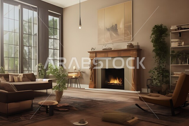 غرفة معيشة بتصاميم عصرية جذابة، ديكورات رائعة، أثاث منزلي راقي، تصاميم عصرية فاخرة، شقق سكنية راقية، شقق سكنية سياحية، ديكور داخلي