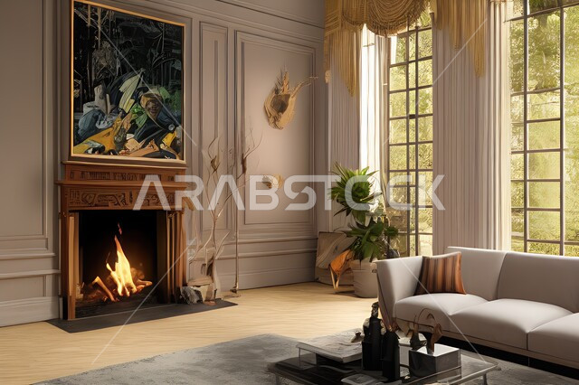 غرفة معيشة بتصاميم عصرية جذابة، ديكورات رائعة، أثاث منزلي راقي، تصاميم عصرية فاخرة، شقق سكنية راقية، شقق سكنية سياحية، ديكور داخلي