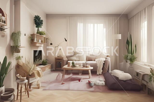 غرفة معيشة بتصاميم عصرية جذابة، ديكورات رائعة، أثاث منزلي راقي، تصاميم عصرية فاخرة، شقق سكنية راقية، شقق سكنية سياحية، ديكور داخلي