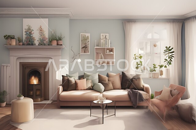 غرفة معيشة بتصاميم عصرية جذابة، ديكورات رائعة، أثاث منزلي راقي، تصاميم عصرية فاخرة، شقق سكنية راقية، شقق سكنية سياحية، ديكور داخلي