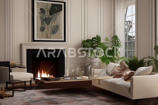 غرفة معيشة بتصاميم عصرية جذابة، ديكورات رائعة، أثاث منزلي راقي، تصاميم عصرية فاخرة، شقق سكنية راقية، شقق سكنية سياحية، ديكور داخلي