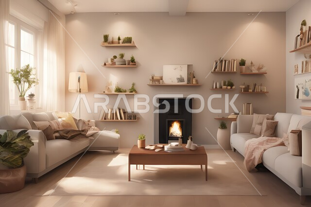 غرفة معيشة بتصاميم عصرية جذابة، ديكورات رائعة، أثاث منزلي راقي، تصاميم عصرية فاخرة، شقق سكنية راقية، شقق سكنية سياحية، ديكور داخلي