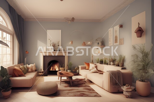 غرفة معيشة بتصاميم عصرية جذابة، ديكورات رائعة، أثاث منزلي راقي، تصاميم عصرية فاخرة، شقق سكنية راقية، شقق سكنية سياحية، ديكور داخلي