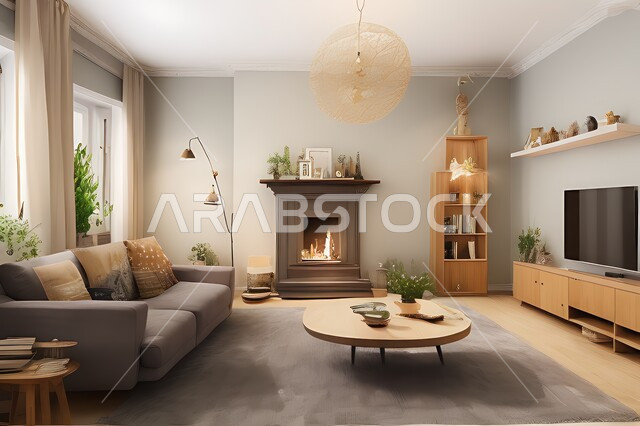 غرفة معيشة بتصاميم عصرية جذابة، ديكورات رائعة، أثاث منزلي راقي، تصاميم عصرية فاخرة، شقق سكنية راقية، شقق سكنية سياحية، ديكور داخلي