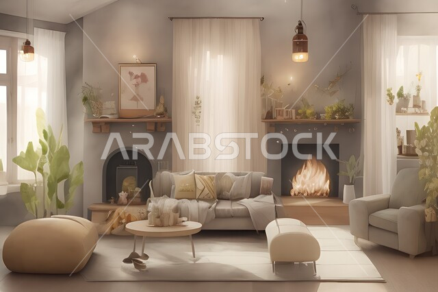 غرفة معيشة بتصاميم عصرية جذابة، ديكورات رائعة، أثاث منزلي راقي، تصاميم عصرية فاخرة، شقق سكنية راقية، شقق سكنية سياحية، ديكور داخلي