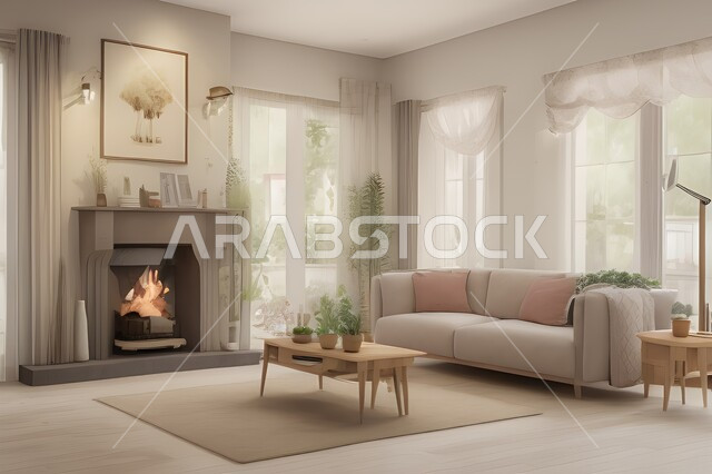 غرفة معيشة بتصاميم عصرية جذابة، ديكورات رائعة، أثاث منزلي راقي، تصاميم عصرية فاخرة، شقق سكنية راقية، شقق سكنية سياحية، ديكور داخلي