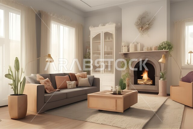 غرفة معيشة بتصاميم عصرية جذابة، ديكورات رائعة، أثاث منزلي راقي، تصاميم عصرية فاخرة، شقق سكنية راقية، شقق سكنية سياحية، ديكور داخلي