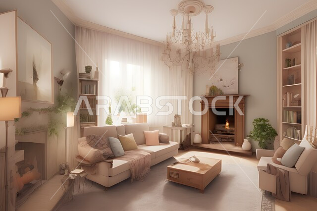 غرفة معيشة بتصاميم عصرية جذابة، ديكورات رائعة، أثاث منزلي راقي، تصاميم عصرية فاخرة، شقق سكنية راقية، شقق سكنية سياحية، ديكور داخلي