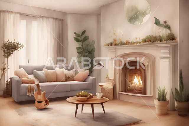 غرفة معيشة بتصاميم عصرية جذابة، ديكورات رائعة، أثاث منزلي راقي، تصاميم عصرية فاخرة، شقق سكنية راقية، شقق سكنية سياحية، ديكور داخلي