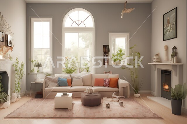 غرفة معيشة بتصاميم عصرية جذابة، ديكورات رائعة، أثاث منزلي راقي، تصاميم عصرية فاخرة، شقق سكنية راقية، شقق سكنية سياحية، ديكور داخلي