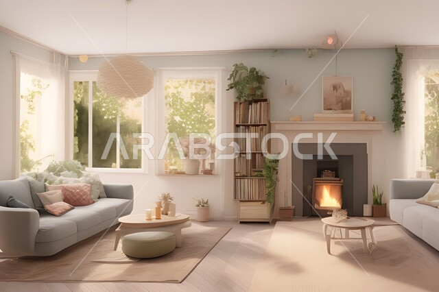 غرفة معيشة بتصاميم عصرية جذابة، ديكورات رائعة، أثاث منزلي راقي، تصاميم عصرية فاخرة، شقق سكنية راقية، شقق سكنية سياحية، ديكور داخلي