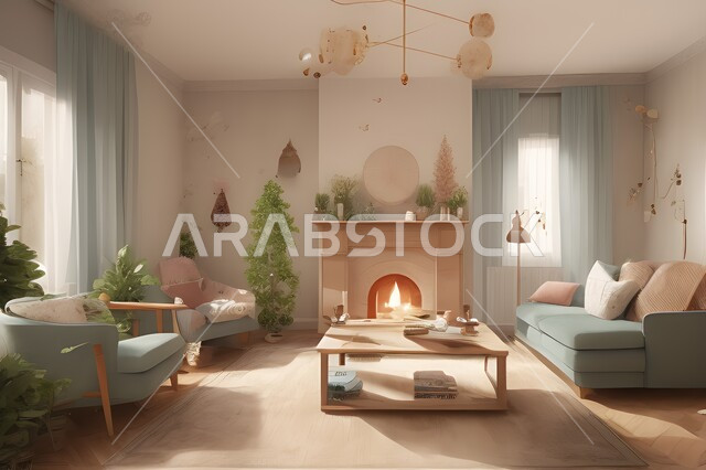 غرفة معيشة بتصاميم عصرية جذابة، ديكورات رائعة، أثاث منزلي راقي، تصاميم عصرية فاخرة، شقق سكنية راقية، شقق سكنية سياحية، ديكور داخلي