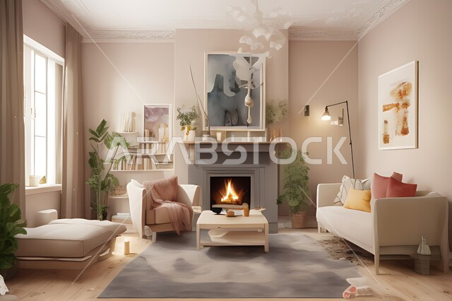 غرفة معيشة بتصاميم عصرية جذابة، ديكورات رائعة، أثاث منزلي راقي، تصاميم عصرية فاخرة، شقق سكنية راقية، شقق سكنية سياحية، ديكور داخلي