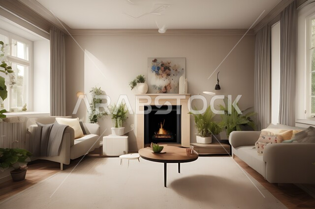 غرفة معيشة بتصاميم عصرية جذابة، ديكورات رائعة، أثاث منزلي راقي، تصاميم عصرية فاخرة، شقق سكنية راقية، شقق سكنية سياحية، ديكور داخلي