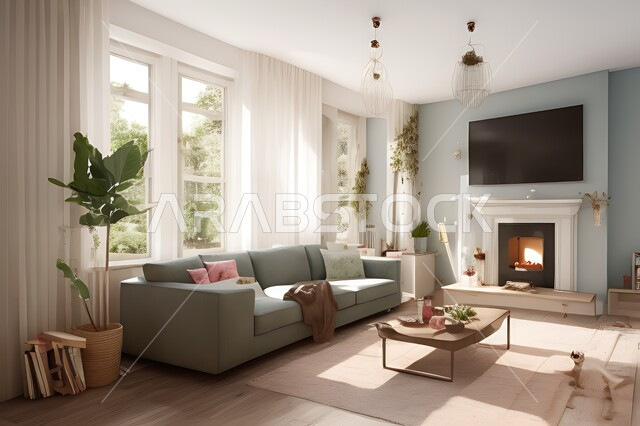 غرفة معيشة بتصاميم عصرية جذابة، ديكورات رائعة، أثاث منزلي راقي، تصاميم عصرية فاخرة، شقق سكنية راقية، شقق سكنية سياحية، ديكور داخلي