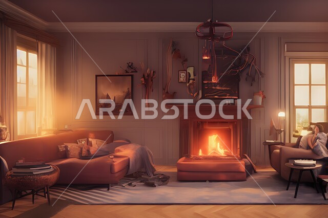 غرفة معيشة بتصاميم عصرية جذابة، ديكورات حديثة، أثاث منزلي راقي، تصاميم عصرية فاخرة، شقق سكنية راقية، شقق سكنية سياحية، ديكور داخلي