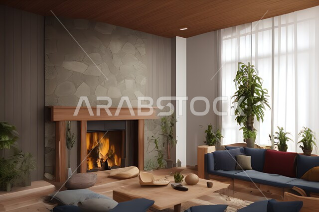 غرفة معيشة بتصاميم عصرية جذابة، ديكورات واشكال خشبية حديثة، أثاث منزلي راقي، تصاميم عصرية فاخرة، شقق سكنية راقية، شقق سكنية سياحية، ديكور داخلي