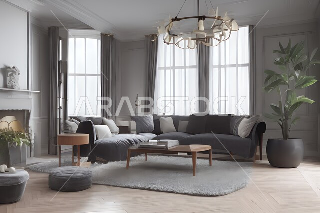 Living room with attractive modern designs, modern decorations, elegant home furniture, luxurious modern designs, elegant residential apartments, tourist apartments, interior decoration