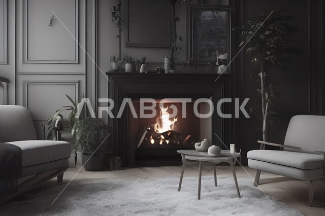 Living room with attractive modern designs, modern decorations, elegant home furniture, luxurious modern designs, elegant residential apartments, tourist apartments, interior decoration