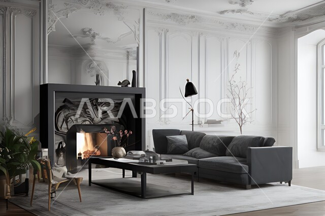 Living room with attractive modern designs, modern decorations, elegant home furniture, luxurious modern designs, elegant residential apartments, tourist apartments, interior decoration