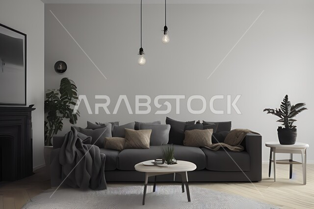 Living room with attractive modern designs, modern decorations, elegant home furniture, luxurious modern designs, elegant residential apartments, tourist apartments, interior decoration