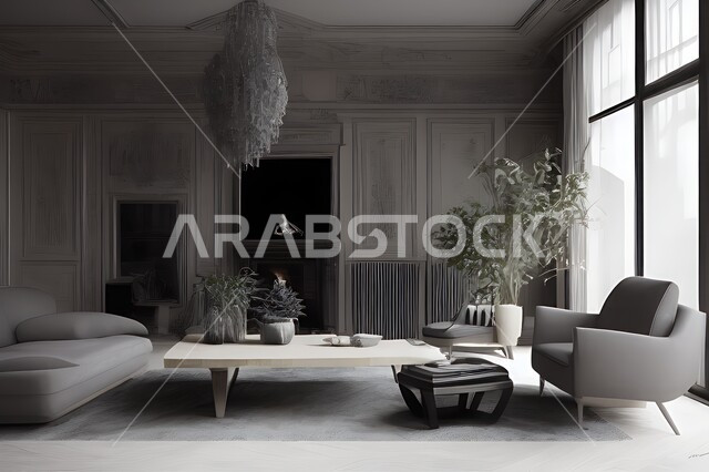 Living room with attractive modern designs, modern decorations, elegant home furniture, luxurious modern designs, elegant residential apartments, tourist apartments, interior decoration