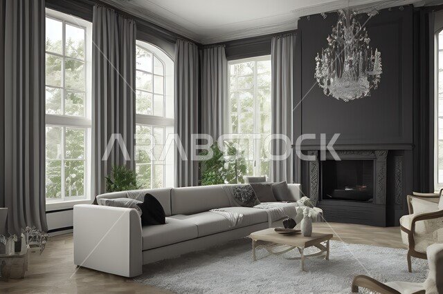 غرفة معيشة بتصاميم عصرية جذابة، ديكورات حديثة، أثاث منزلي راقي، تصاميم عصرية فاخرة، شقق سكنية راقية، شقق سكنية سياحية، ديكور داخلي